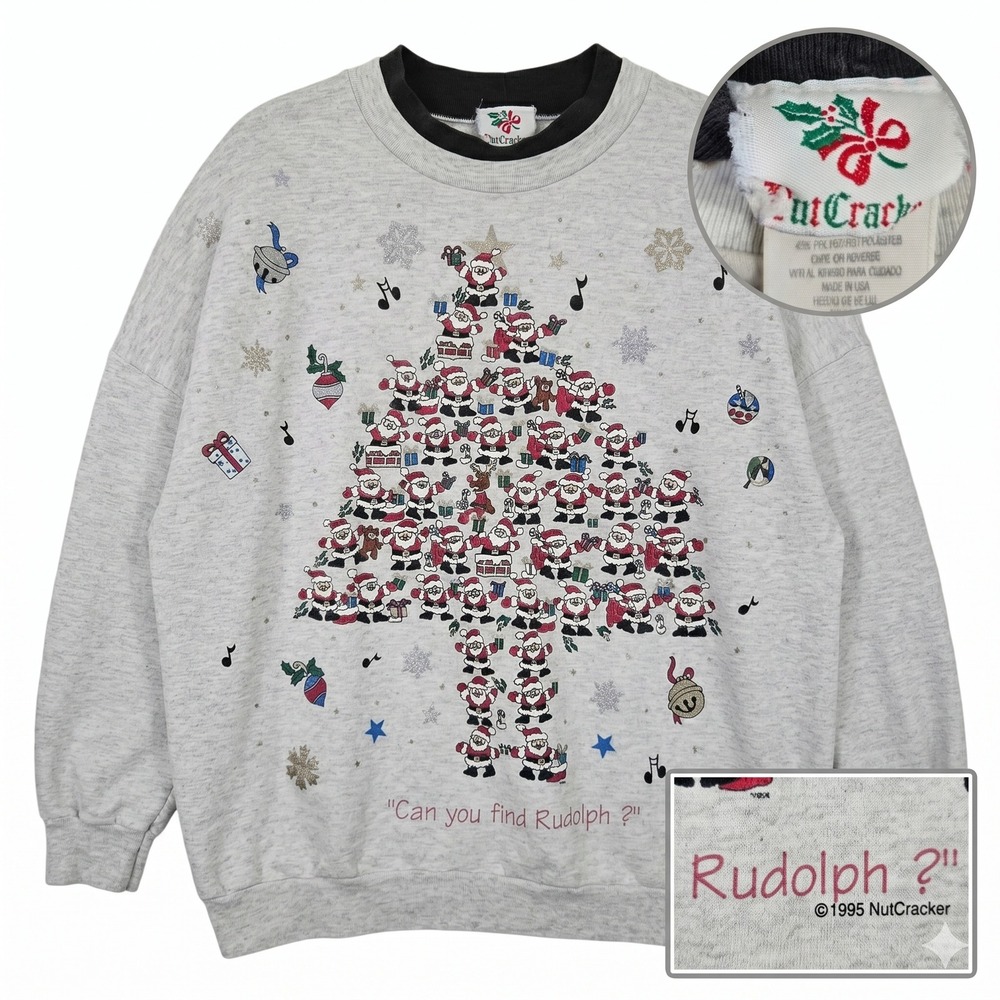Vintage 90s NutCracker Christmas‎ Sweatshirt XL Santa Made in USA Granycore
